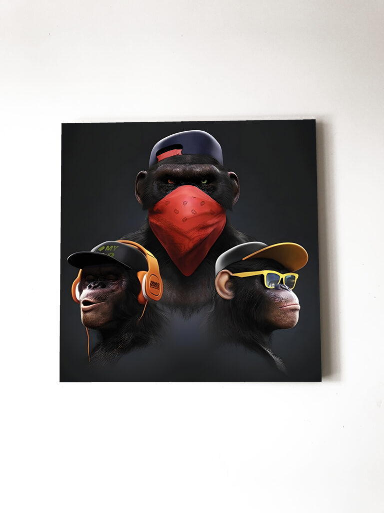 Картина "Три обезъяны / 3 Monkeys / Мудрые обезьяны / Swag 50х50