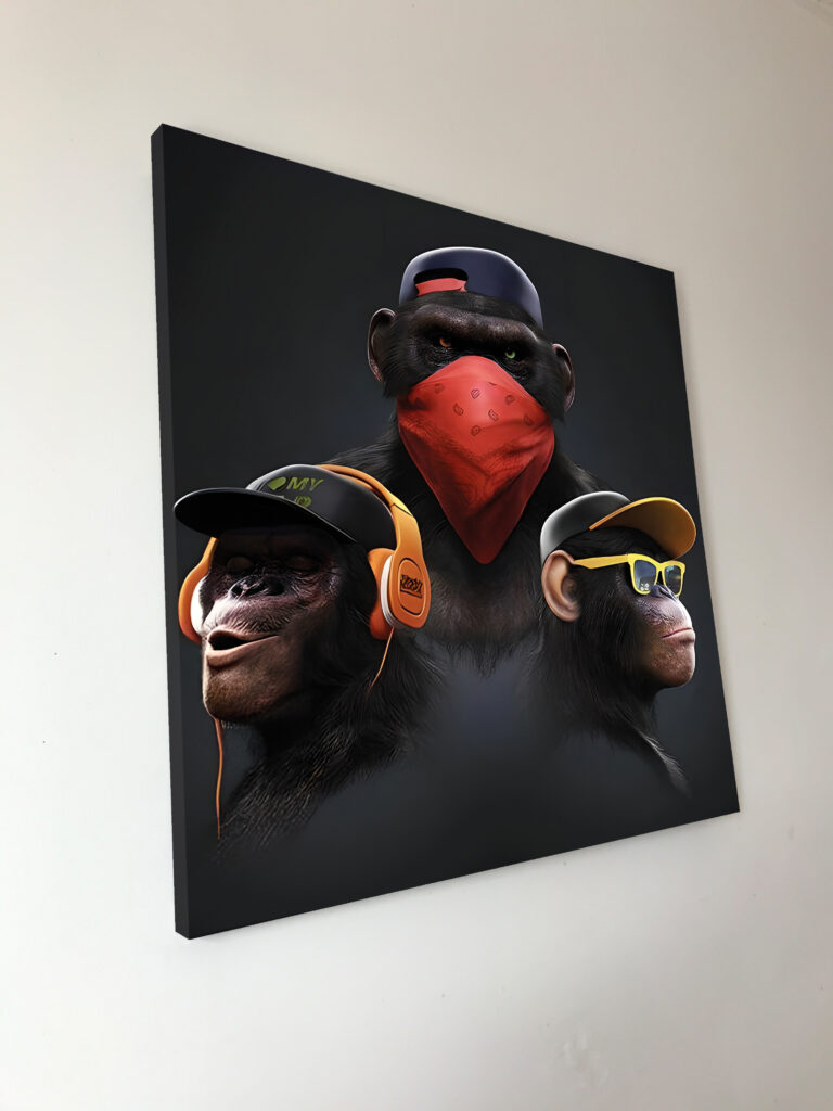 Картина "Три обезъяны / 3 Monkeys / Мудрые обезьяны / Swag 50х50