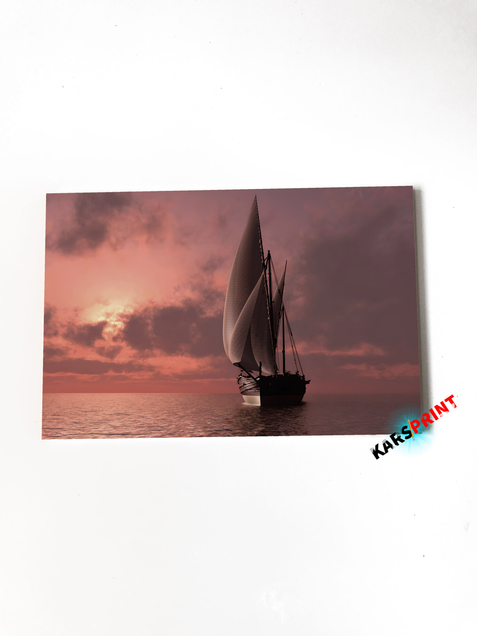 Одинокий парус в море Постер Картина 60х40