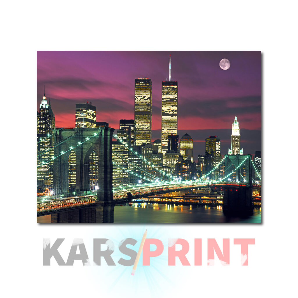 Бруклинский висячий мост Постер Картина 80х60