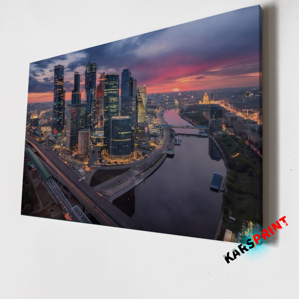 Москва Сити ночью Постер Картина 70х50