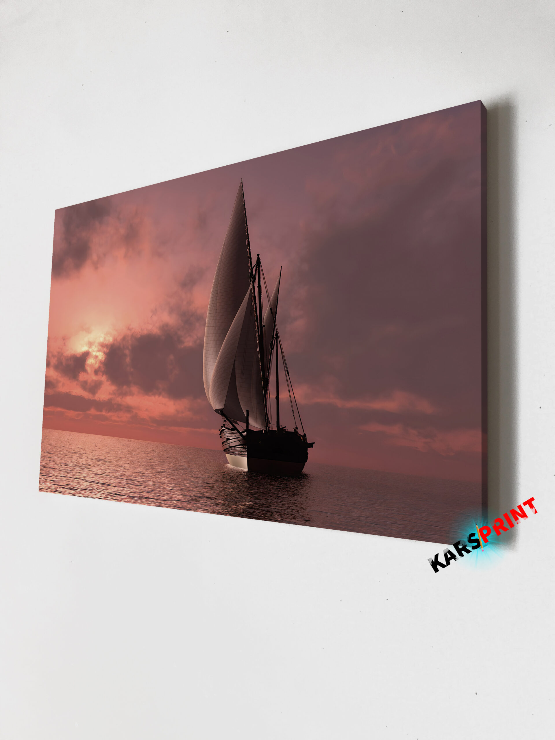Одинокий парус в море Постер Картина 60х40