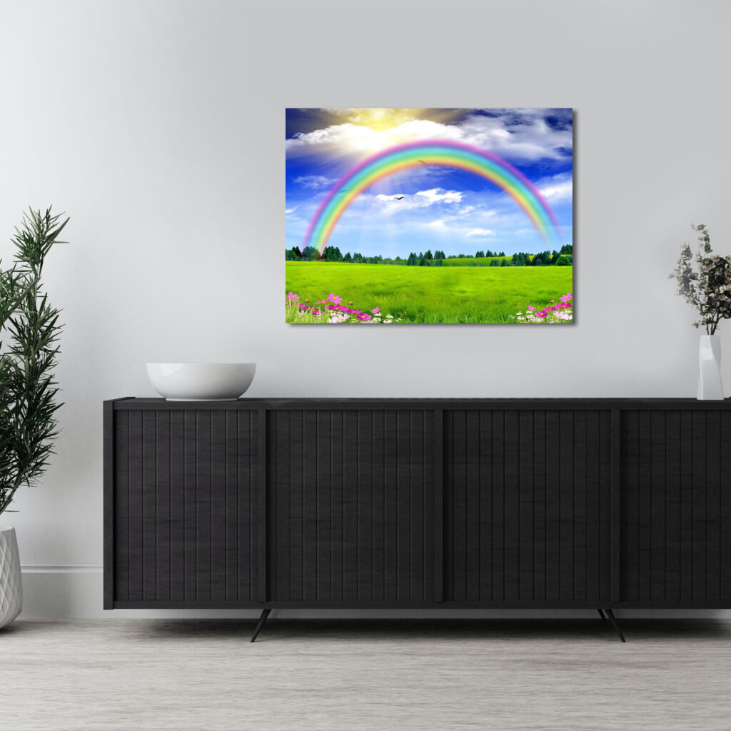 Радуга в поле Постер Картина 60х40