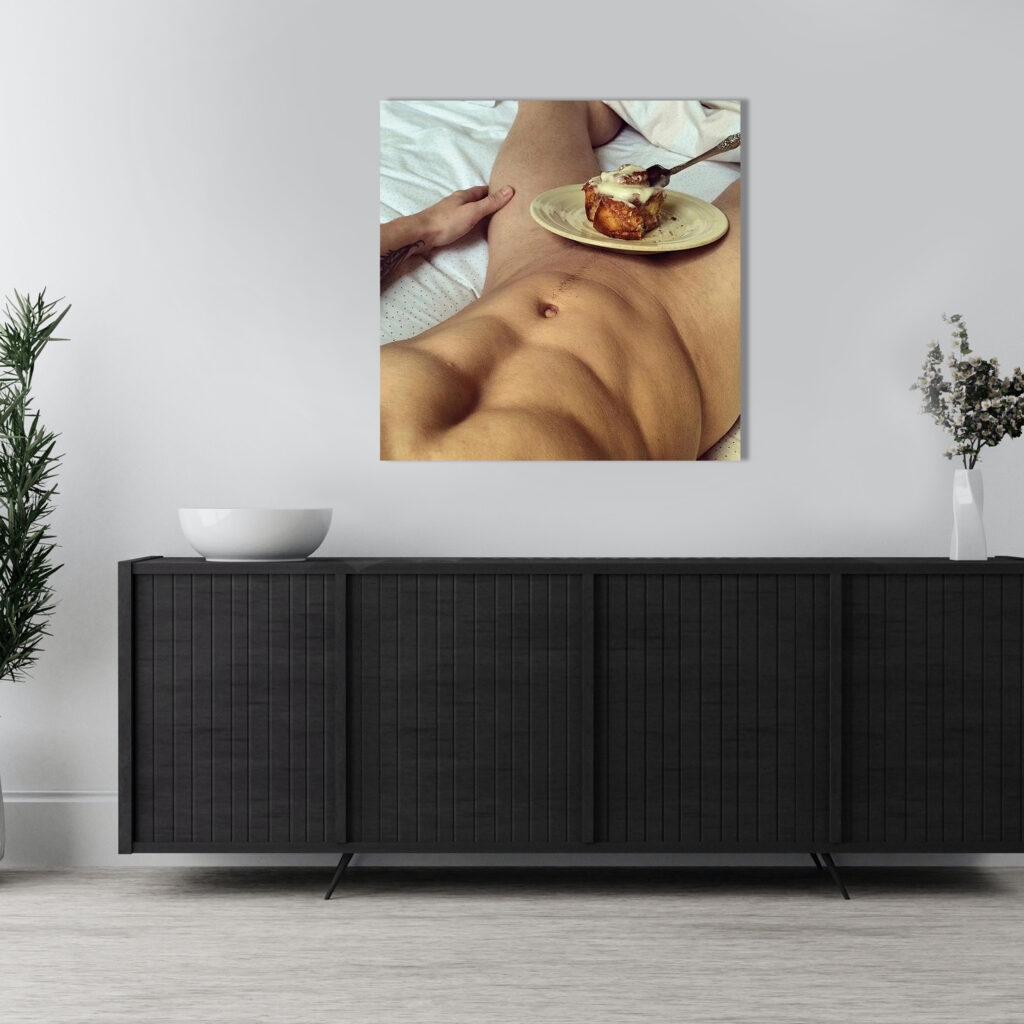 Мужчина с десертом Картина Постер 50х50