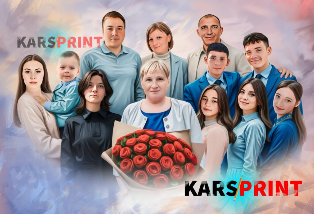 Портреты и Картины на холсте из нескольких фото